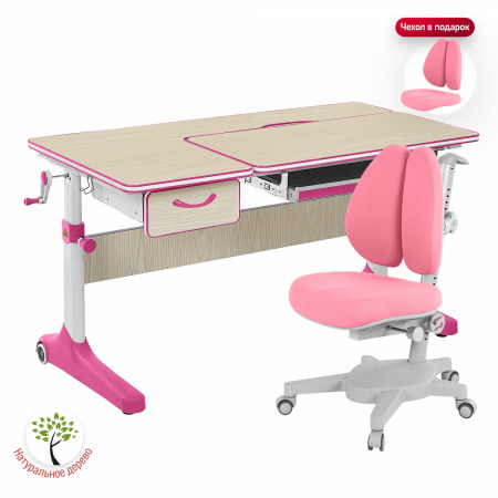 Комплект  парта Anatomica Uniqa Lite + кресло Anatomica Armata Duos клен/розовый 