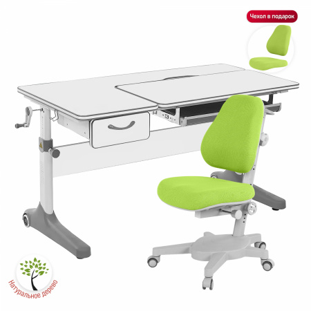Комплект  парта Anatomica Uniqa Lite + кресло Anatomica Armata  белый/серый/зеленый