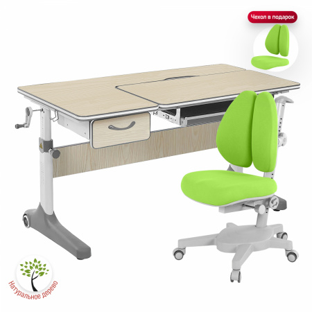 Комплект  парта Anatomica Uniqa Lite + кресло Anatomica Armata Duos клен/серый зеленый 