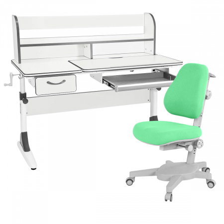 Комплект растущая парта Anatomica Study-120 Lux + кресло Anatomica Armata белый/серый/зеленый