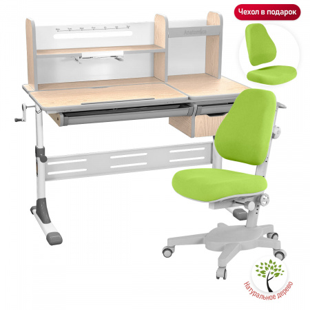 Комплект парта  Anatomica Smart-80  + кресло Anatomica Armata  клен/серый/кресло зеленое