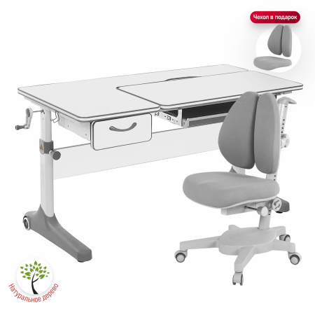 Комплект  парта Anatomica Uniqa Lite + кресло Anatomica Armata  Duos белый/серый