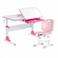 Комплект растущая парта Anatomica Study-100 + со стулом Anatomica Lux-Pro белый/розовый/розовый