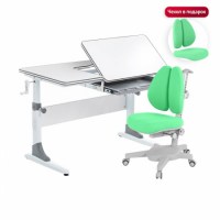 Комплект растущая парта Anatomica Study-100 + кресло Anatomica Armata Duo белый/зеленый