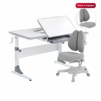 Комплект растущая парта Anatomica Study-100 + кресло Anatomica Armata Duo белый/серый
