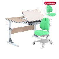 Комплект растущая парта Anatomica Study-100 + кресло Anatomica Armata Duo клен/зеленый 