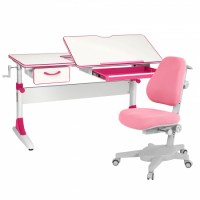 Комплект растущая парта Anatomica Study-120 + кресло Anatomica Armata  белый/розовый