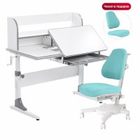 Комплект парта  Anatomica Study 100 + кресло Anatomica Armata белый/серый/голубой  