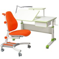 Комплект парта и кресло RIFFORMA Comfort 34 - зеленый/оранжевый