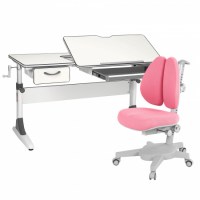 Комплект растущая парта Anatomica Study-120 + кресло Anatomica Armata Duos белый/серый/розовый
