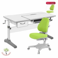 Комплект  парта Anatomica Uniqa Lite + кресло Anatomica Armata  белый/серый/зеленый