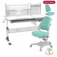 Комплект парта  Anatomica Smart-80  + кресло Anatomica Armata белый/серый/кресло мятное 