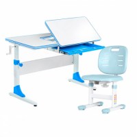Комплект растущая парта Anatomica Study-100 + со стулом Anatomica Lux-Pro белый/голубой/голубой