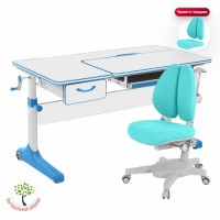 Комплект  парта Anatomica Uniqa Lite + кресло Anatomica Armata Duos белый/голубой