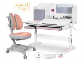 Комплект парта Mealux Winnipeg Multicolor + кресло Onyx Duo белый/розовый/светло розовый