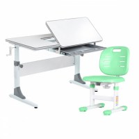 Комплект растущая парта Anatomica Study-100 + со стулом Anatomica Lux-Pro белый/серый/зеленый