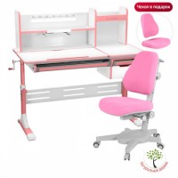 Комплект парта  Anatomica Smart-80  + кресло Anatomica Armata  белый/розовый/кресло розовое