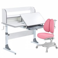 Комплект парта  Anatomica Study 100 + кресло Anatomica Armata Duos белый/серый/розовый
