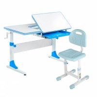 Комплект растущая парта Anatomica Study-100 + со стулом Anatomica Lux-02 белый/голубой/голубой