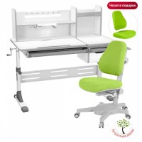 Комплект парта  Anatomica Smart-80  + кресло Anatomica Armata белый/серый/кресло зеленое