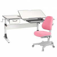 Комплект растущая парта Anatomica Study-120 + кресло Armata Anatomica белый/серый/розовый