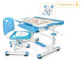 Комплект парта и стульчик Mealux BD-04 New XL Teddy белый-синий