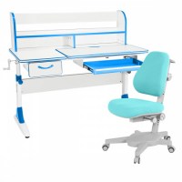 Комплект растущая парта Anatomica Study-120 Lux + кресло Anatomica Armata  белый /голубой 