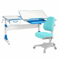 Комплект растущая парта Anatomica Study-120 + кресло Anatomica Armata белый/голубой 