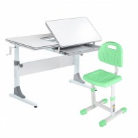 Комплект растущая парта Anatomica Study-100 + со стулом Anatomica Lux-02 белый/серый/зеленый
