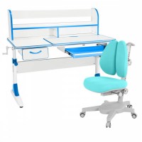 Комплект растущая парта Anatomica Study-120 Lux + кресло Anatomica Armata Duos белый/голубой