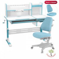 Комплект парта  Anatomica Smart-80  + кресло Anatomica Armata белый/голубой/кресло голубое
