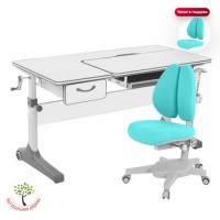Комплект  парта Anatomica Uniqa Lite + кресло Anatomica Armata  Duos  белый/серый/голубой