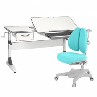 Комплект растущая парта Anatomica Study-120 + кресло Anatomica Armata Duos белый/серый/голубой
