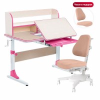 Комплект парта  Anatomica Study 100 + кресло Anatomica Armata  клен/розовый/светло розовый