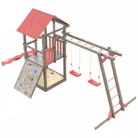 Детская деревянная игровая площадка Сибирика с  рукоходом цвет Umbra - Carmine