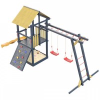Детская деревянная игровая площадка Сибирика с  рукоходом цвет Indigo - Ochre