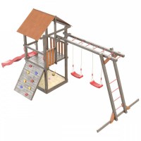 Детская деревянная игровая площадка Сибирика с  рукоходом цвет Umbra - Terracotta