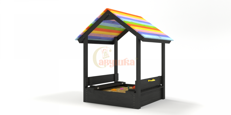 Детская деревянная игровая песочница Савушка Сава 3 с крышей Black Edition