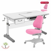 Комплект  парта Anatomica Uniqa Lite + кресло Anatomica Armata  белый/серый/розовый
