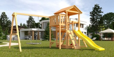Детская площадка Савушка Мастер №2 с качелями "Гнездо"