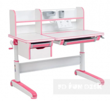 Парта-трансформер для школьника Fandesk Libro с надстройкой и выдвижным ящиком - розовый