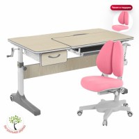 Комплект  парта Anatomica Uniqa Lite + кресло Anatomica Armata  Duos клен/ серый/ розовый