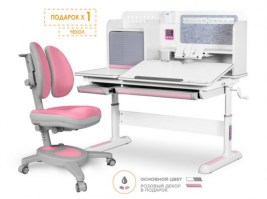 Комплект парта Mealux Winnipeg Multicolor + кресло Mealux Onux Duo белый/розовый/розовый