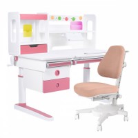 Комплект парта Anatomica Kinderzen  Antinori Pro  +кресло Armata  белый/розовый/светло розовый 