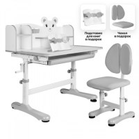Комплект Anatomica Umka XL парта + стул + надстройка + выдвижной ящик + подставка для книг серый