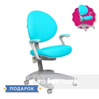Детское эргономичное кресло FunDesk Cielo Grey c регулируемыми подлокотниками - голубой