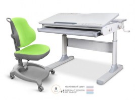 Комплект стол Mealux Edmonton Multicolor + кресло ErgoKids Y-402 - серый/салатовый