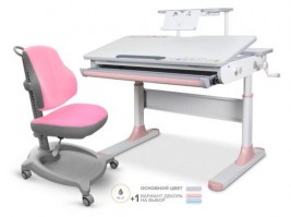 Комплект стол Mealux Edmonton Multicolor + кресло ErgoKids Y-402 - с полкой розовый