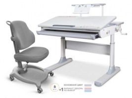 Комплект стол Mealux Edmonton Multicolor + кресло ErgoKids Y-402 - с полкой серый