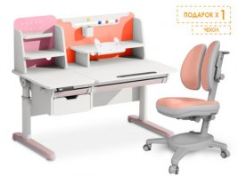 Комплект парта с электроприводом  Mealux Electro 730 +надстройка  + кресло Mealux Onux Duo розовый/светло розовый